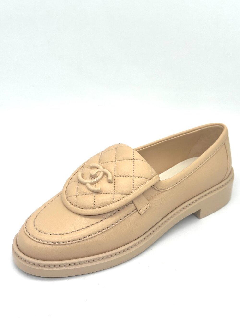 CHANEL 24C Leather Quilted Tab Turn Lock Turnlock CC Loafer Moccasin Flat Shoes - Picture 3 of 14